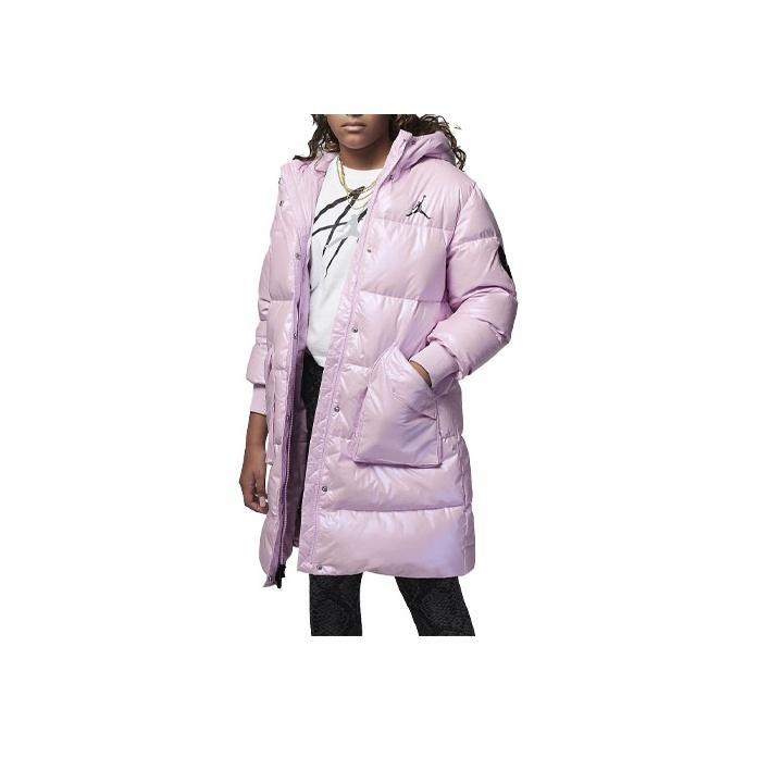 Jordan Pearlescent Mid-Length Hooded Down Jacket Kids Outerwear Pink FB0334-640