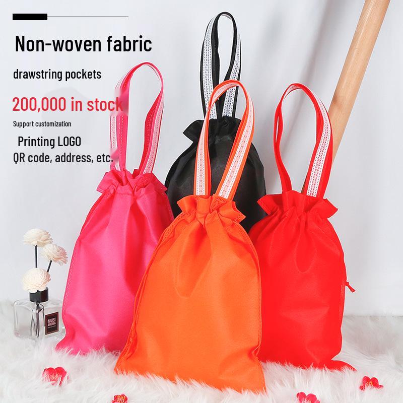 Custom Logo Drawstring Non-woven Bags for Shoes and Clothing Storage