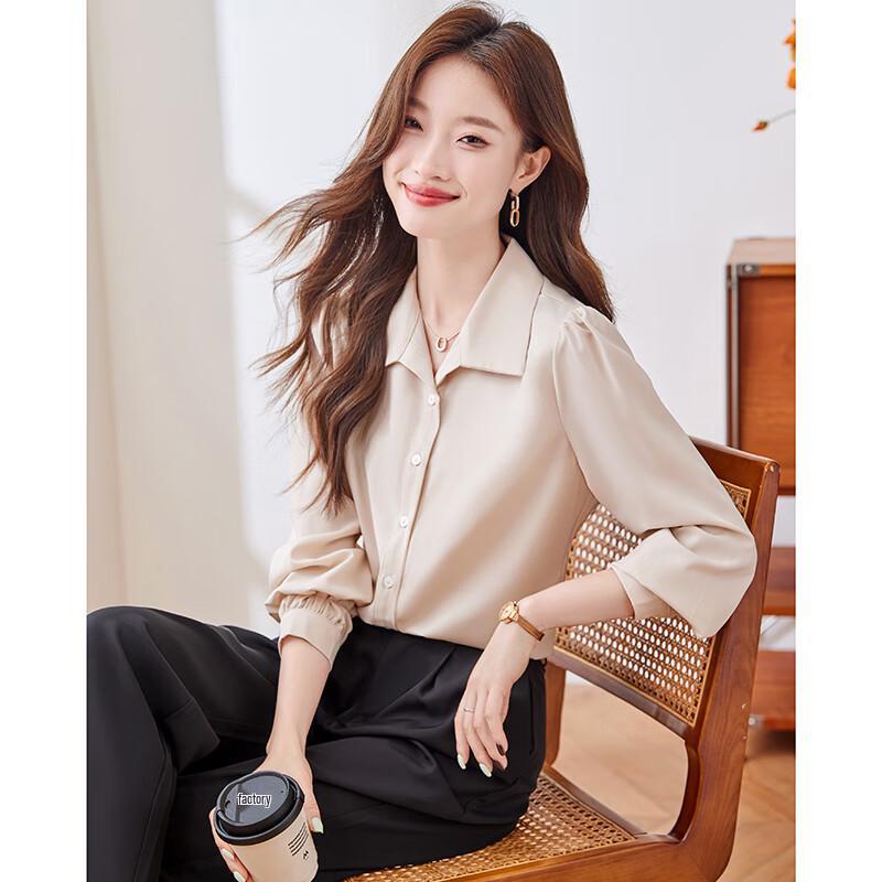 Tiluoman Women s Elegant Long-Sleeve Button-Down Shirt 2XL