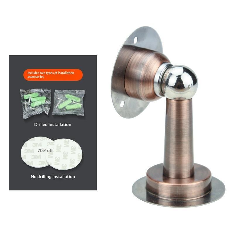 Stainless Steel Magnetic Door Stopper Drill & No Drill Installation Residue-free Adhesive Door Holder for Rental House