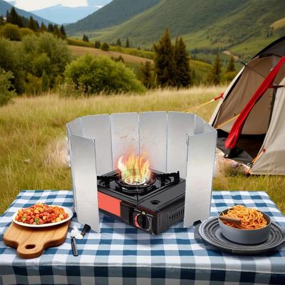 Camp Stove Windscreen, 9/10/12 Plates Aluminum Folding Portable Camping Windshield Grill Wind Screen For Camp With Carry Bag
