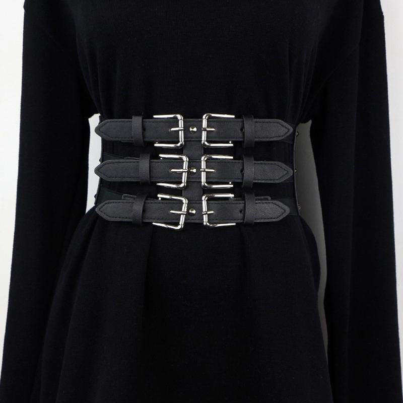 Punk-Taillengürtel Damen Halloween Leder Skinny Körper Verstellbare Gürtel mit Hosenträgern für Party Nachtclub Taille Schlank