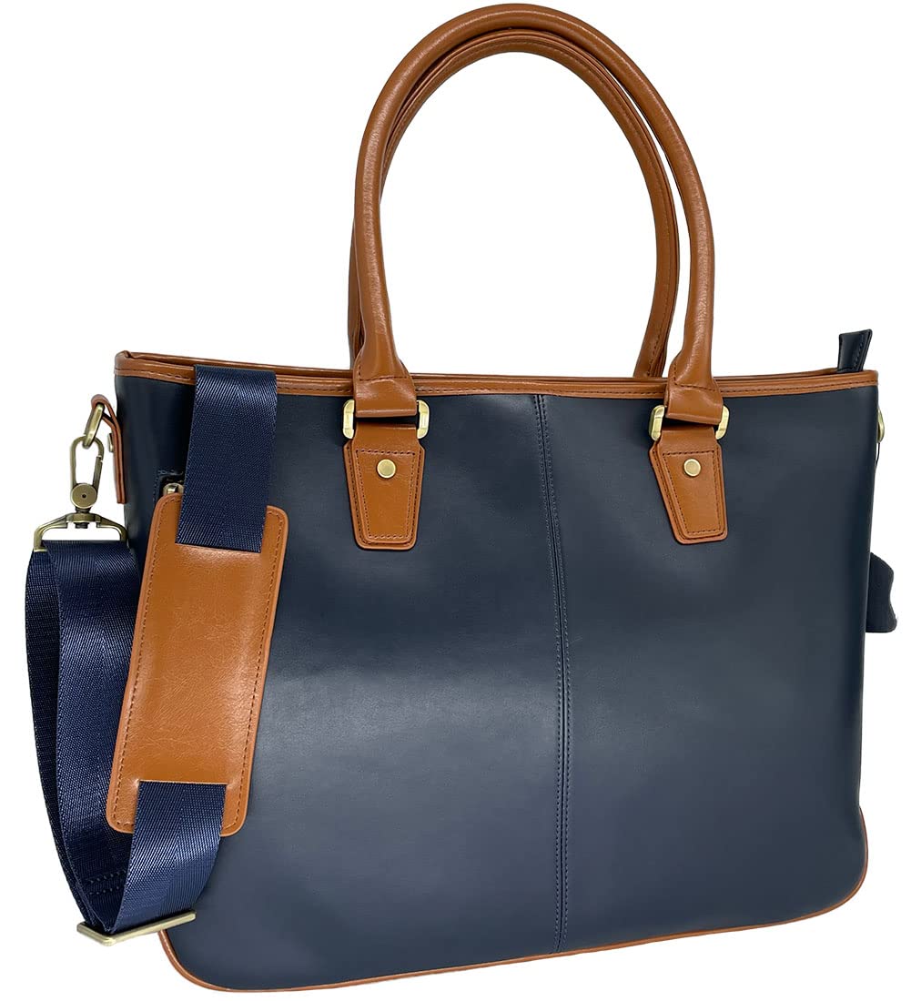 

Сумка Boruchit для бизнеса из натуральной кожи, плечевой ремень в комплекте, большая вместимость, для командировок, сумка для B4/ПК, для поездок на работу, для поиска работы, темно-синий x мужской 2-way (01.