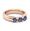 Blauer Saphir Drei Stein Ring - 925 Sterlingsilber Roségold Vermeil