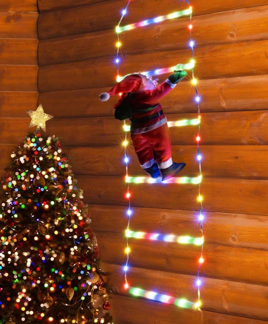 1.2/3M Christmas Decoration LED Santa Claus Climbing Ladder Light USB Plug 8Flashing Modes Suitable Home Xmas Tree Wall Window