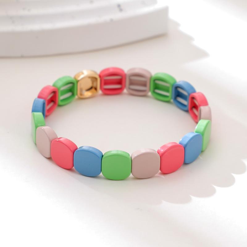 Colorful Honeycomb Beads Alloy Bracelet All-match Stylish Beaded Bangle for Women Summer Any Outfit Occasion Jewelry