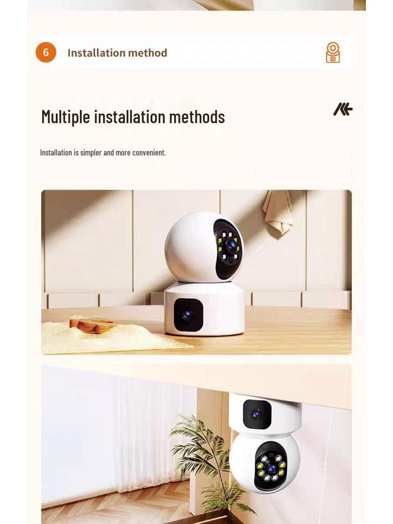 Dual-Lens 360° HD Night Vision Home Surveillance Camera with Mobile Phone Remote Access