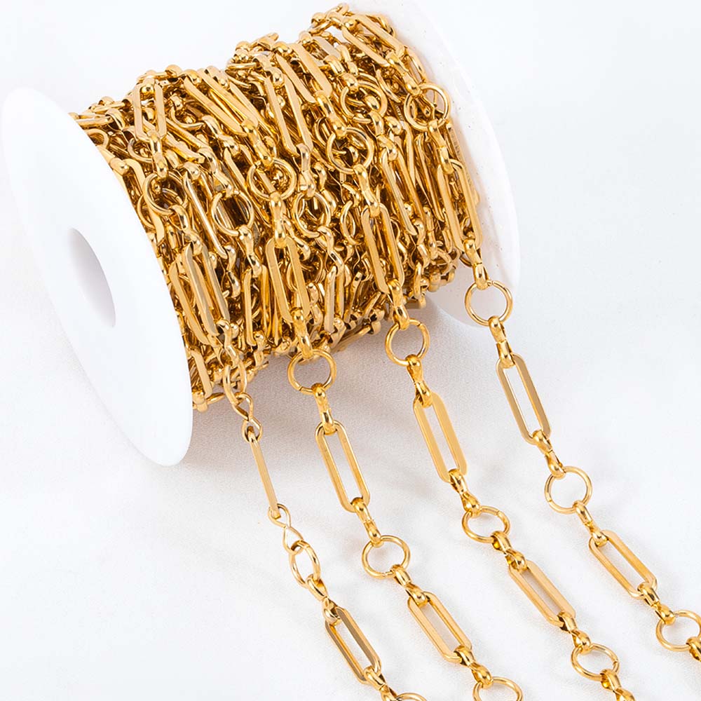 No Fade 1Meter Stainless Steel Necklace Bracelet Thick Golden Chains Geometry Rolo Cuban Link Chain DIY Jewelry Making Wholesale