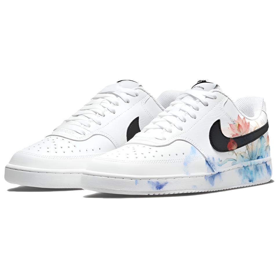 Nike Court Vision 1 Sea Lotus No Drowsy Abrasion Resistant Low Top Skateboard Shoes Men's White Blue Pink DH2987-101(team488-)