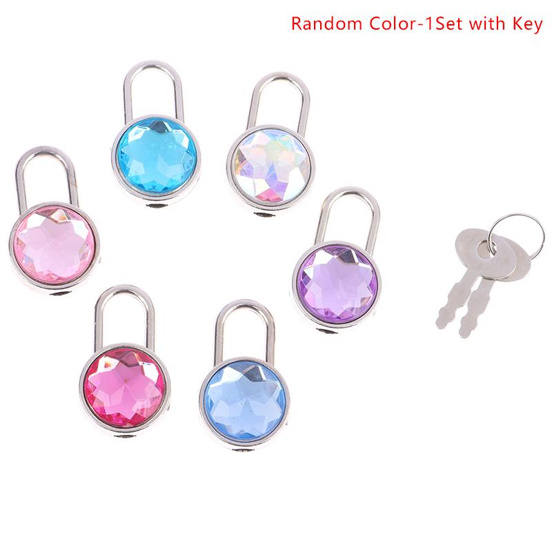 Mini Round Shape Padlock Luggage Hardware Locks W/Keyfor Jewelry Box Suitcase