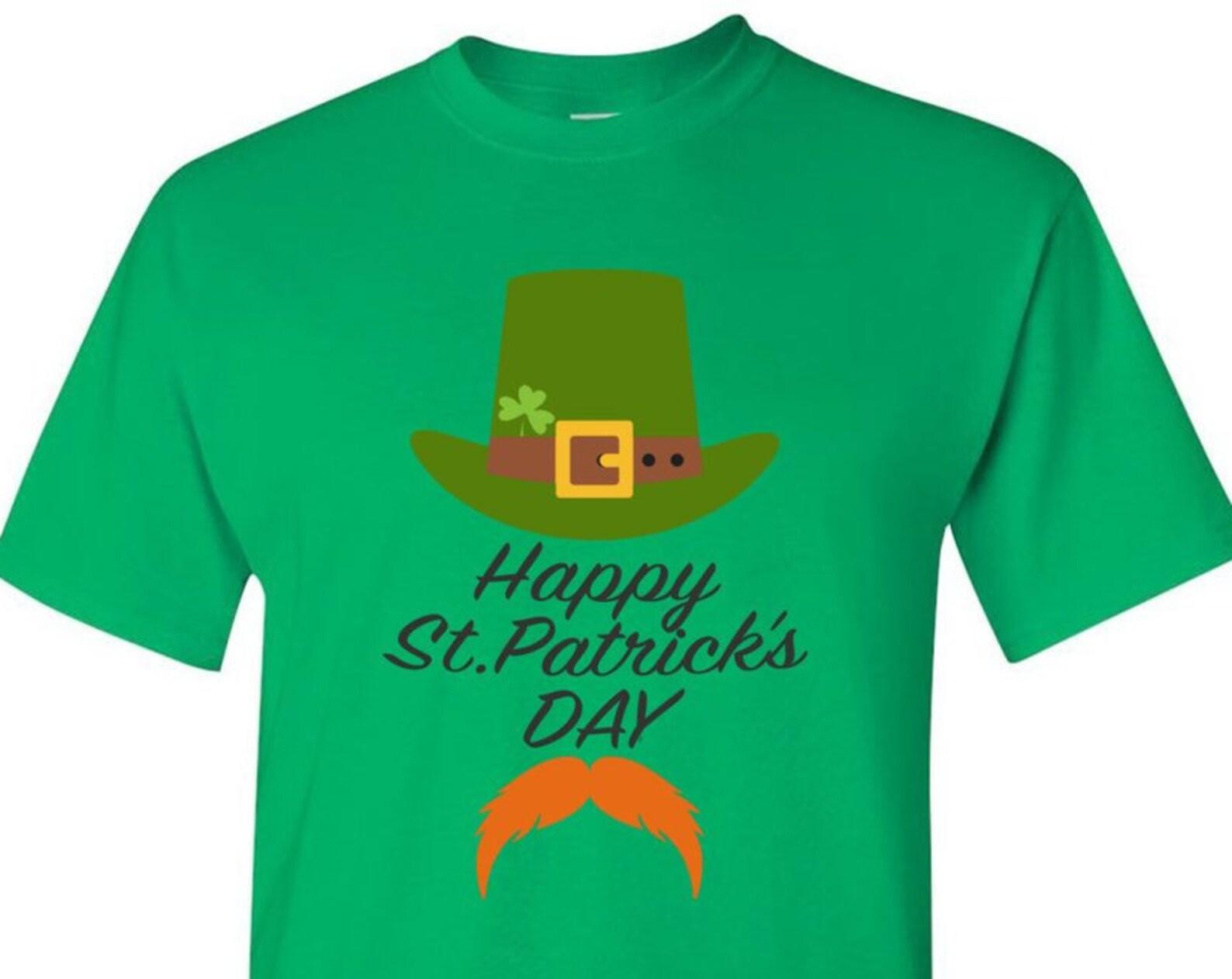 St Patricks Day Shirt St Paddys Day Shirt Irish Shirt Happy Leprechaun Hat Shirt Ginger Beard Shirt Irish beard Shirt Ginger Moustache Shirt L
