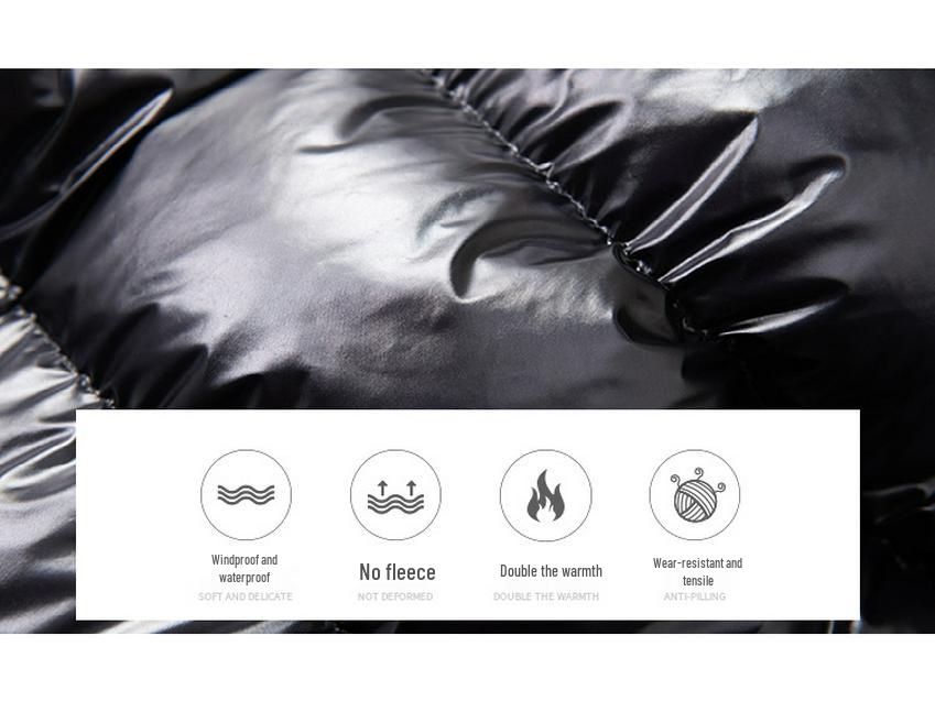 Stylowa Unisex Błyszcząca Kurtka Zimowa z Odpinanym Kapturem na Ekstremalne Zimno 90% Puchu Białej Kaczki