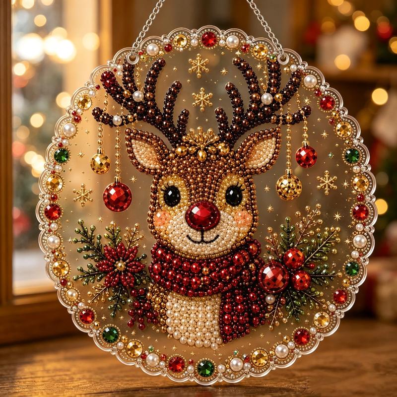 1 sada Kovový řetízek 3D Perlové korálky různých velikostí Řemesla Vánoční Perlové Kamínkové Malování Suncatcher Sada DIY Řemeslo Slavnostní Dekorace