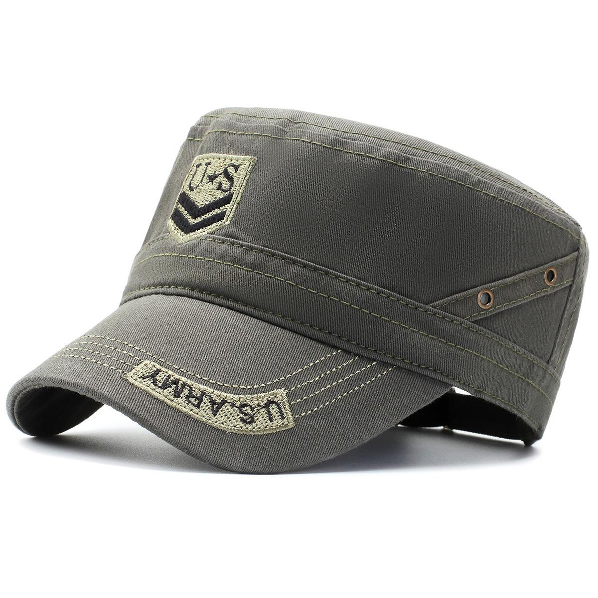 

Чоловічі бавовняні військові кепки Капелюх На відкритому повітрі Вишита армійська плоска шапка Камуфляжна шапка Берет Кепка капітана-дальнобійника Бейсболка Snapback 56-60cm темно-зелений колір