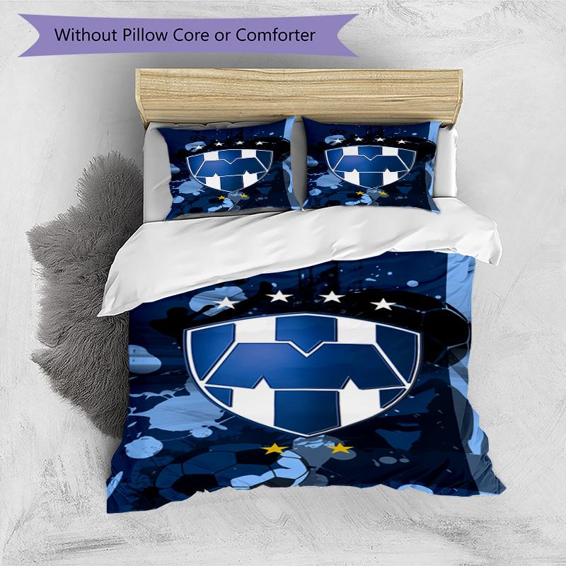 C.F.Monterrey Football Crest Art Printed Pattern Duvet Cover Set – includes 1 duvet cover and 2 matching pillowcases Bedroom decor Christmas gifts