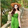 + (shorts) Retro Vacation Green Suspender Dress Summer Summer Tube Top New Slim Dress Short