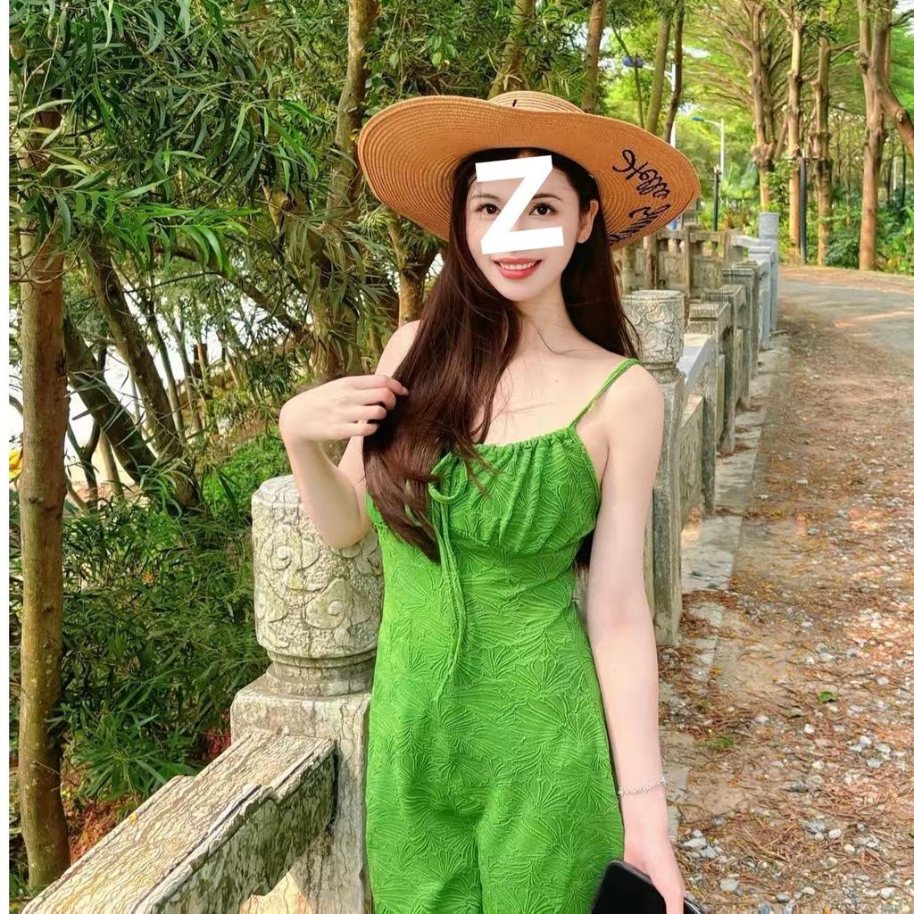 + (shorts) Retro Vacation Green Suspender Dress Summer Summer Tube Top New Slim Dress Short