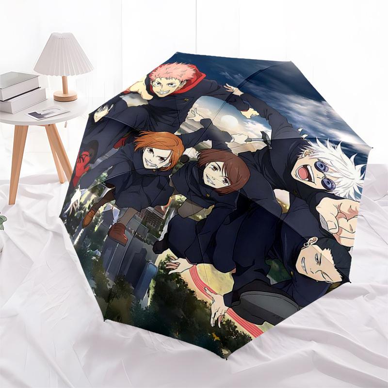 

1pc Jujutsu Kaisen Characters Auto Open Close Umbrella, Portable 3-Fold Design with 8-Bone Iron Frame, Outdoor Umbrella, Perfect Gift for Fans, Travel