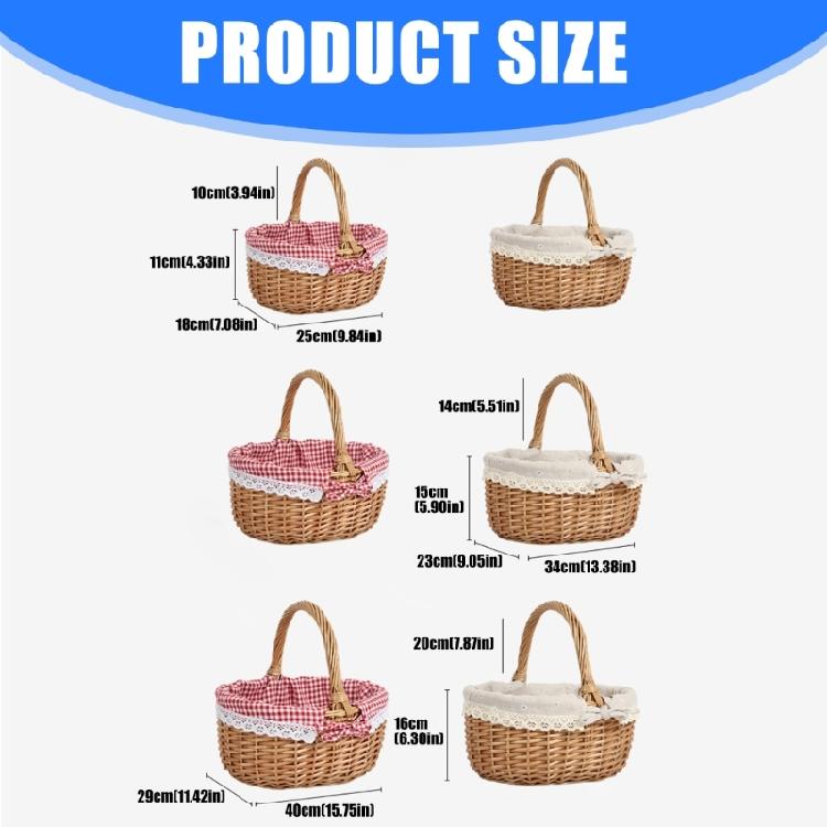 Geflochtener Aufbewahrungskorb Outdoor Picknick Geschenkkorb mit waschbarem Einsatz Für Eier, Obst oder Blumen Leicht zu tragen