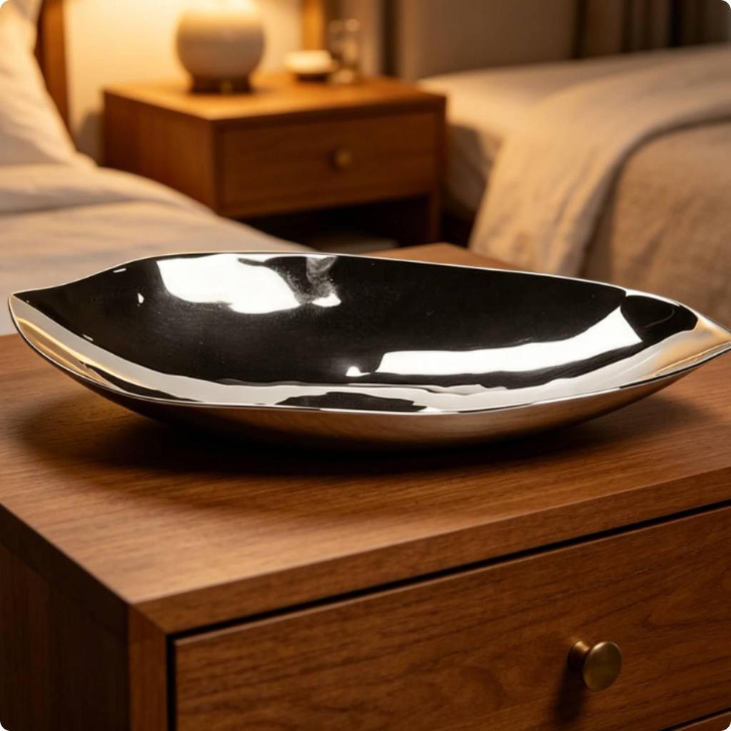Leaf-Shaped Tray Decorative Aluminum Lustrous Metal Leaf Platter