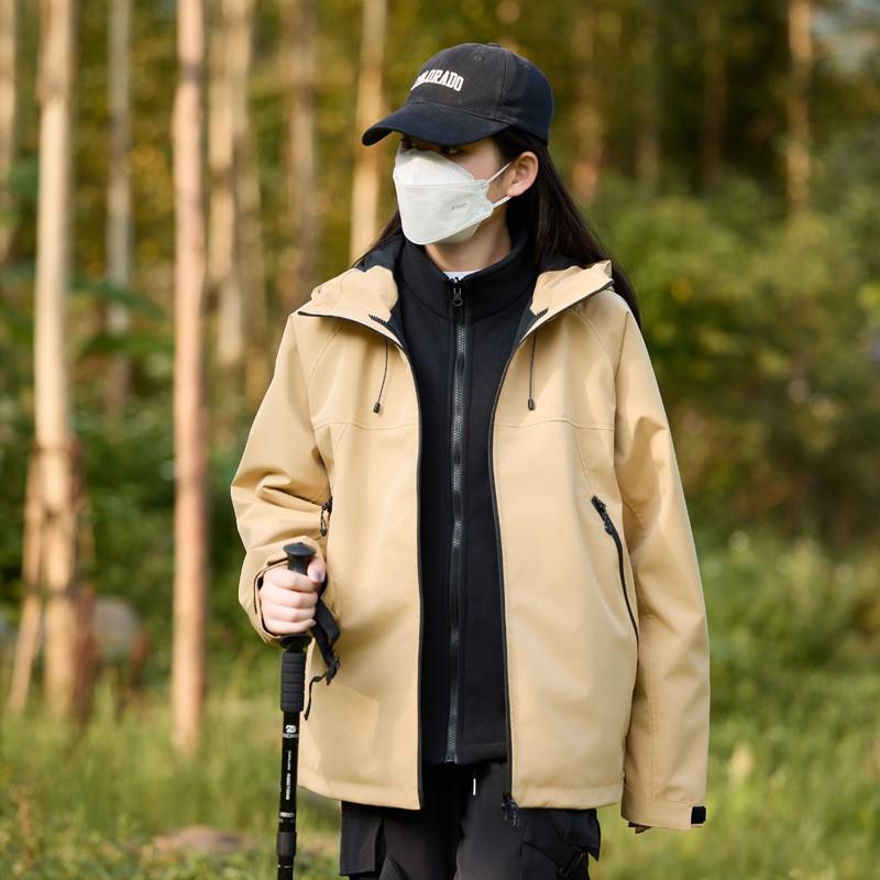 Men Women Waterproof Windproof Hiking Jacket With Fleece Inner Layer Winter Outdoor Activities