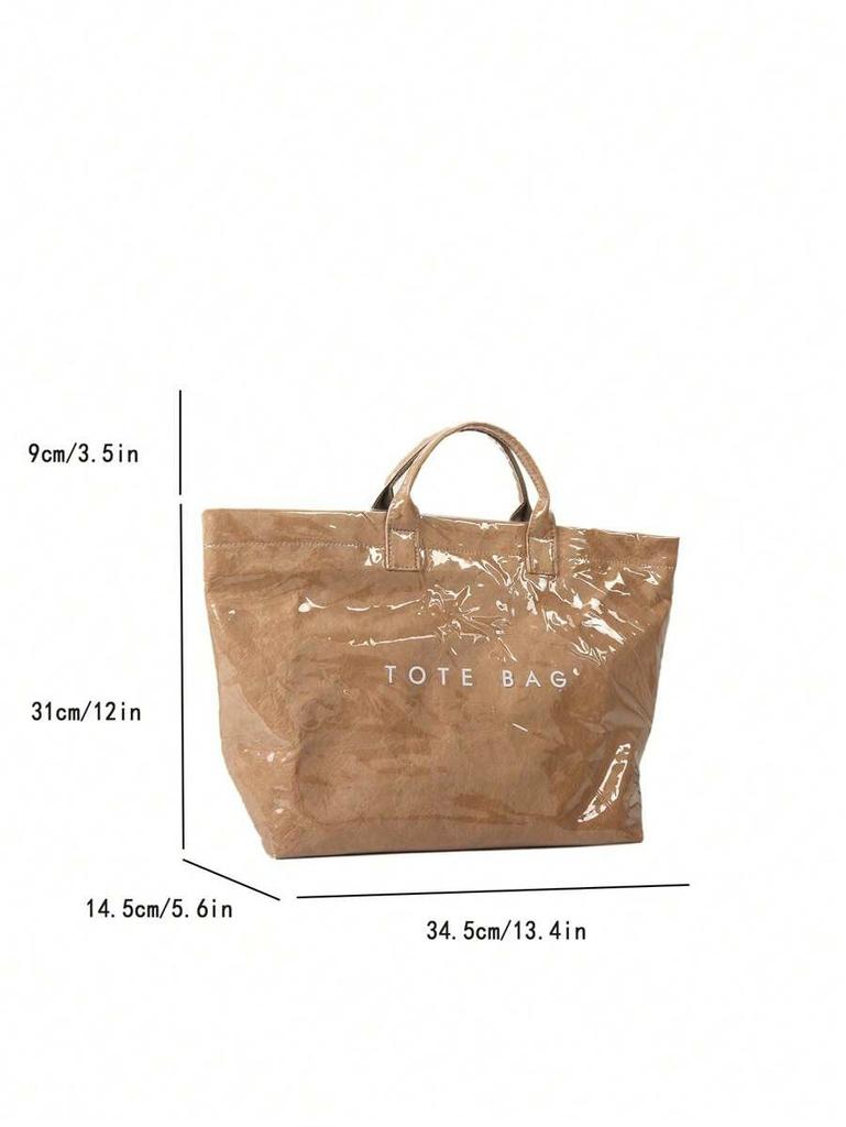 Neutral Style Retro Casual Street Tote Bag, Minimalist Crease High Quality Transparent PVC Waterproof Shopping bag-DH