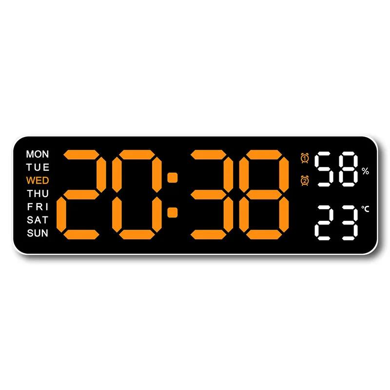 Sveglia Digitale Elettronica Rettangolare a LED Luminosità Regolabile Font Colorato Orologio da Parete Numerico Creativo per Decorazione Camera da Letto