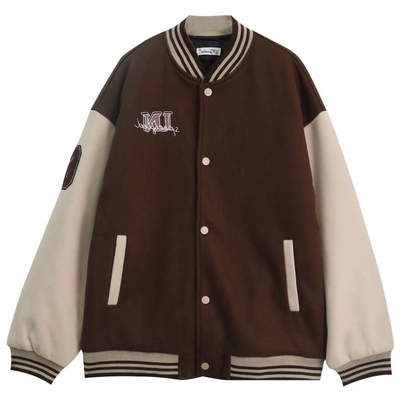 Women's Winter Trendy Korean Velvet Baseball Jacket with Embroidery