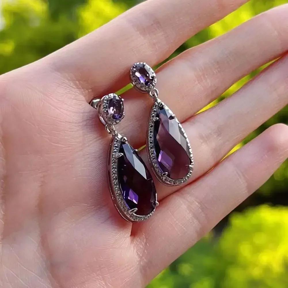 Shiny Zircon Wedding Hanging Earrings with High Grade Temperament Geometric Cubic Zirconia  Quality Women's Luxury Jewelry