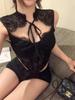 European Sexy Lace See-through Mesh Bustier Top