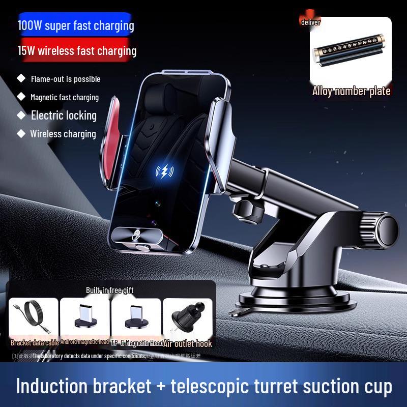 2025 Magnetische Kabellose Handyhalterung & Schnelllader mit Lüftungsschlitz- und Armaturenbrett-Saugfuß