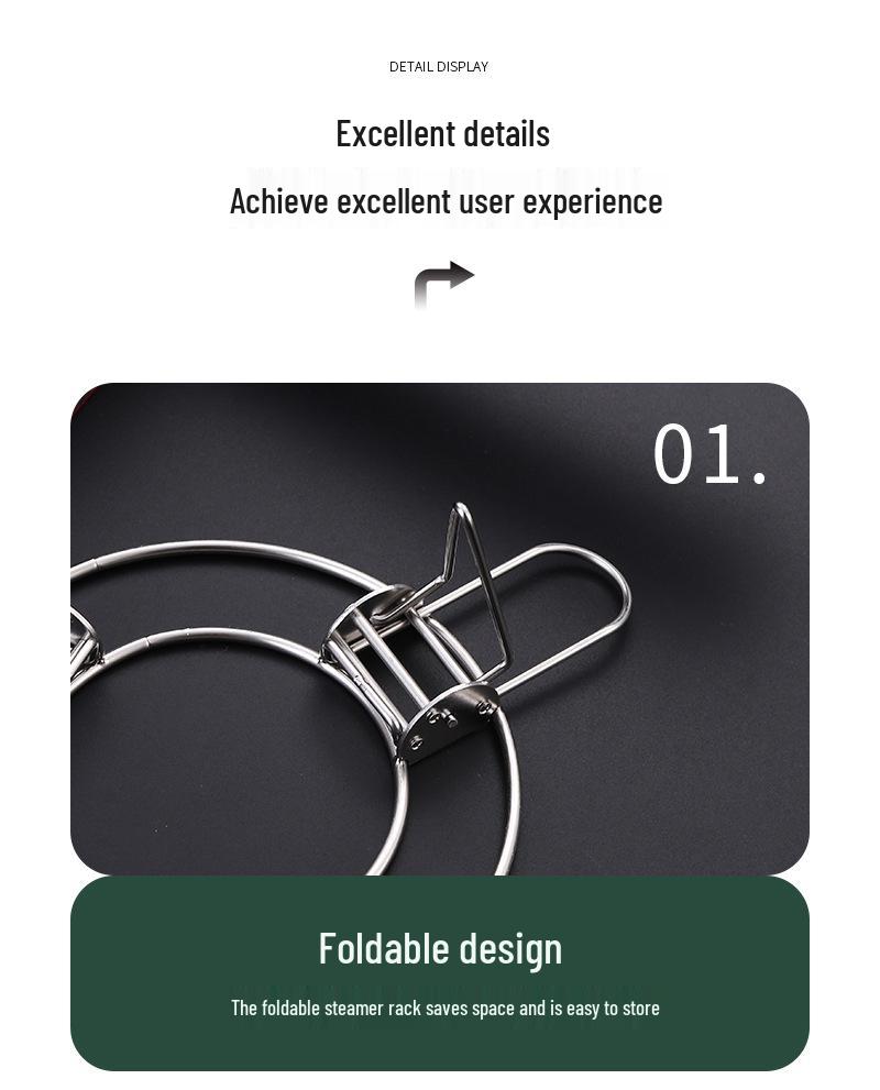 Multifunctional High-Foot 304 Stainless Steel Folding Steaming Rack