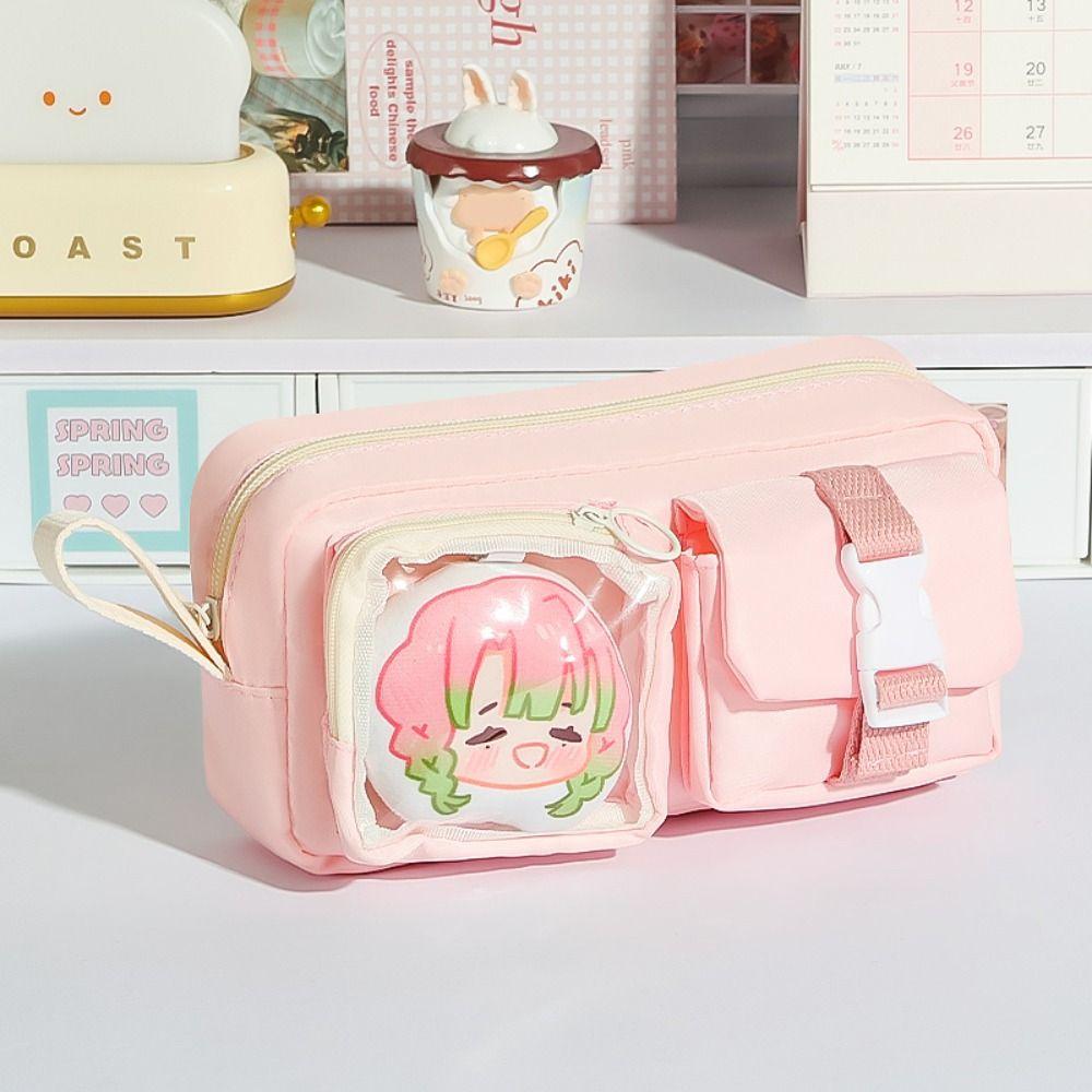 Cute Multi-pocket Pencil Case Large-capacity Portable Pen Bag Stationery Storage Bag Gift