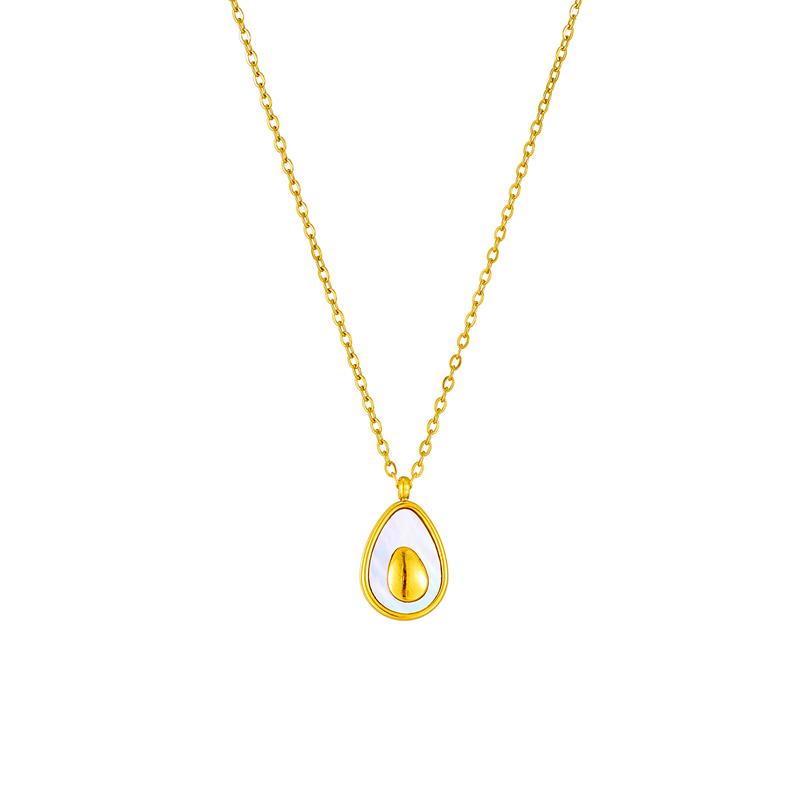 DIEYURO 316L Stainless Steel Shell Avocado Pendant Necklace For Women Design Creative Girls Clavicle Chain Jewelry Birthday Gift