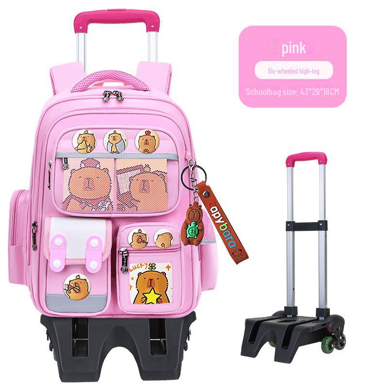 « Cartables à roulettes de grande capacité pour les élèves de 2e, 3e et 6e année - Conception Card Bara pour réduire la charge de transport »