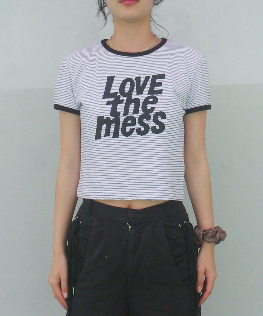 Keuluchi Ltm Stripe Crop T-Shirt (White)
