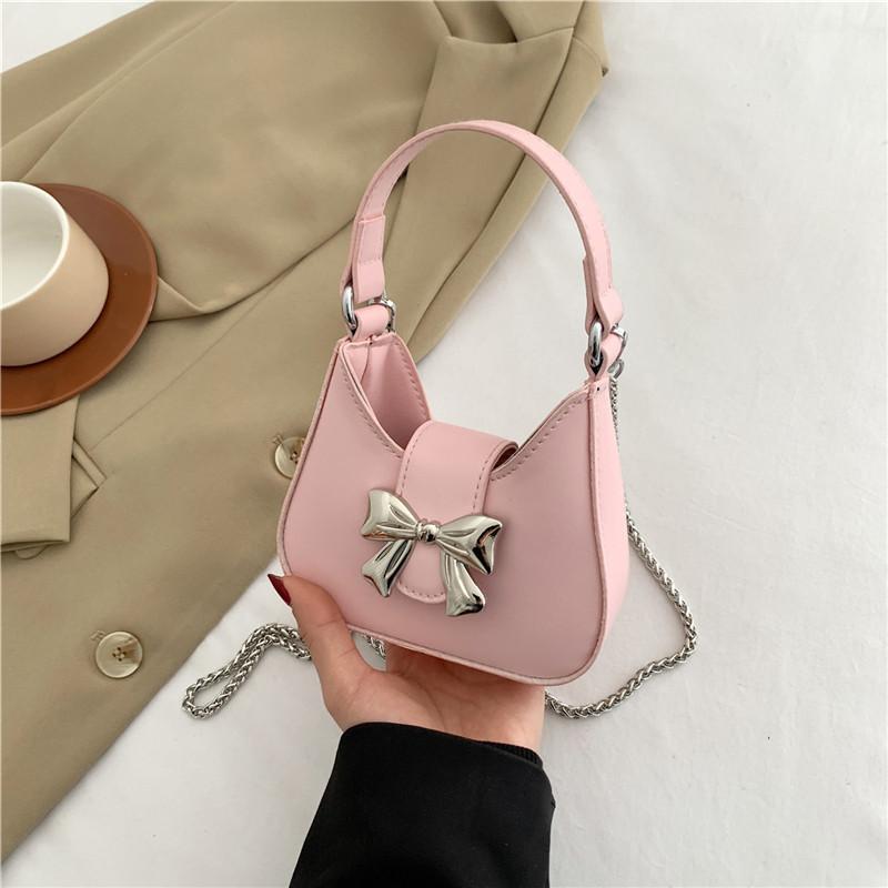 Trendy Single Shoulder Handbag Simple Earphone Bag Korean 2024 New Butterfly Bow Chain Crossbody Bag Women Black