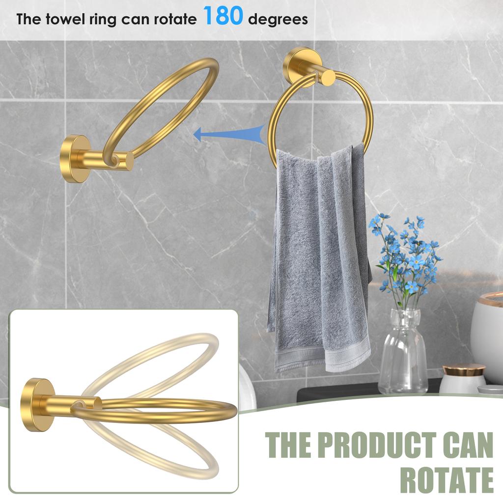 2 Stück Toilettenpapierhalter und Handtuchring Set Edelstahl Badetuchhalter Wandmontage Badezimmer Hardware Zubehör für Zuhause