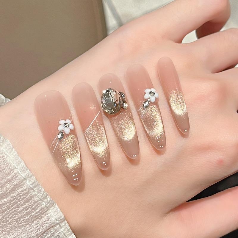 Cat's Eye Wearing Nail Pure Hand-made Nail Piece Fake Nail Wearing Nail Piece Advanced Sense Thin Dog Long