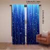 2Pcs Whimsical Fantasy Blue Night Starry Sky Printed Curtains Vibrant Home Decor For Bedroom Bathroom Living Room 29.53X65.35In