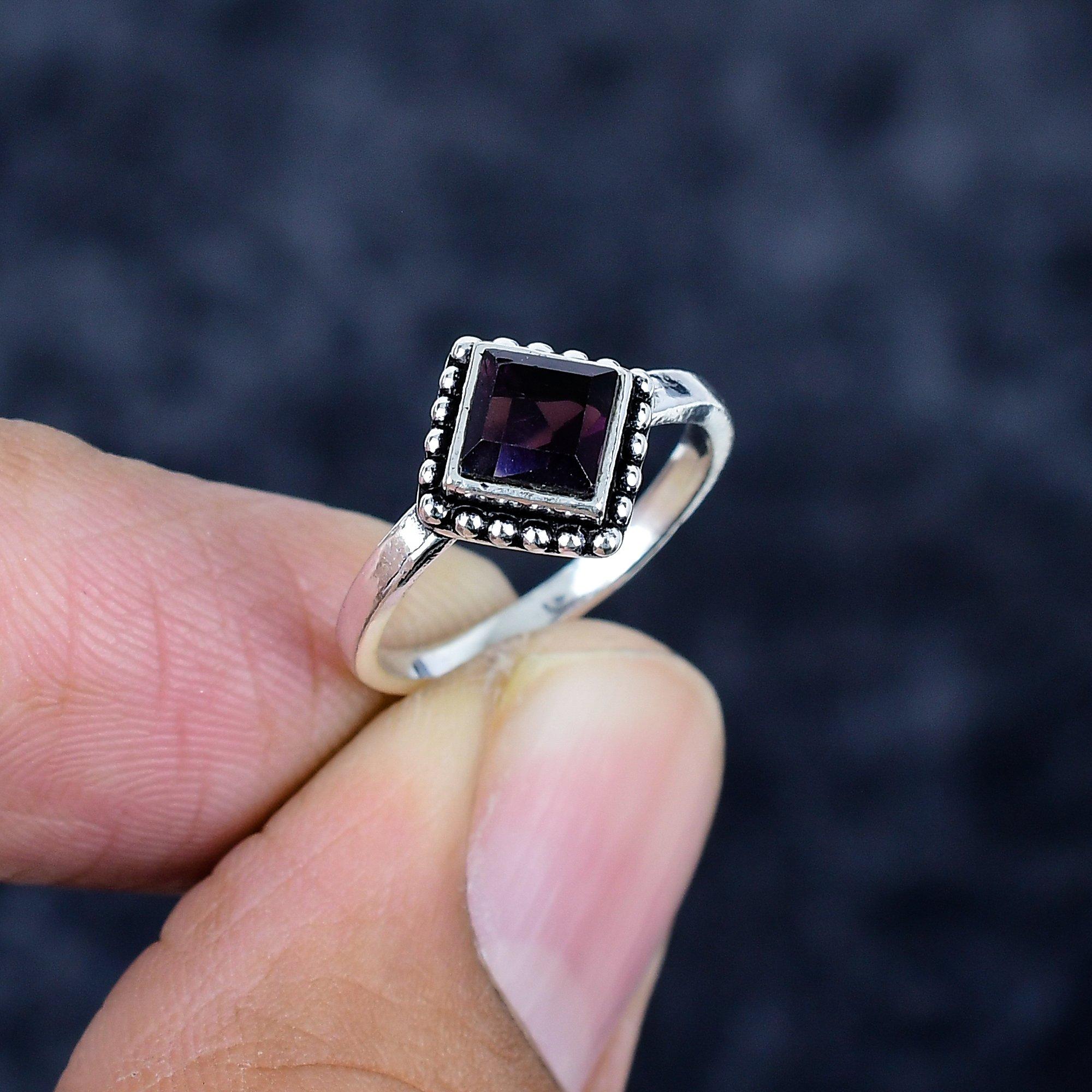 

Black Spinel Gemstone Handmade 925 Sterling Silver Jewelry Ring Size 4.5 MM-3452