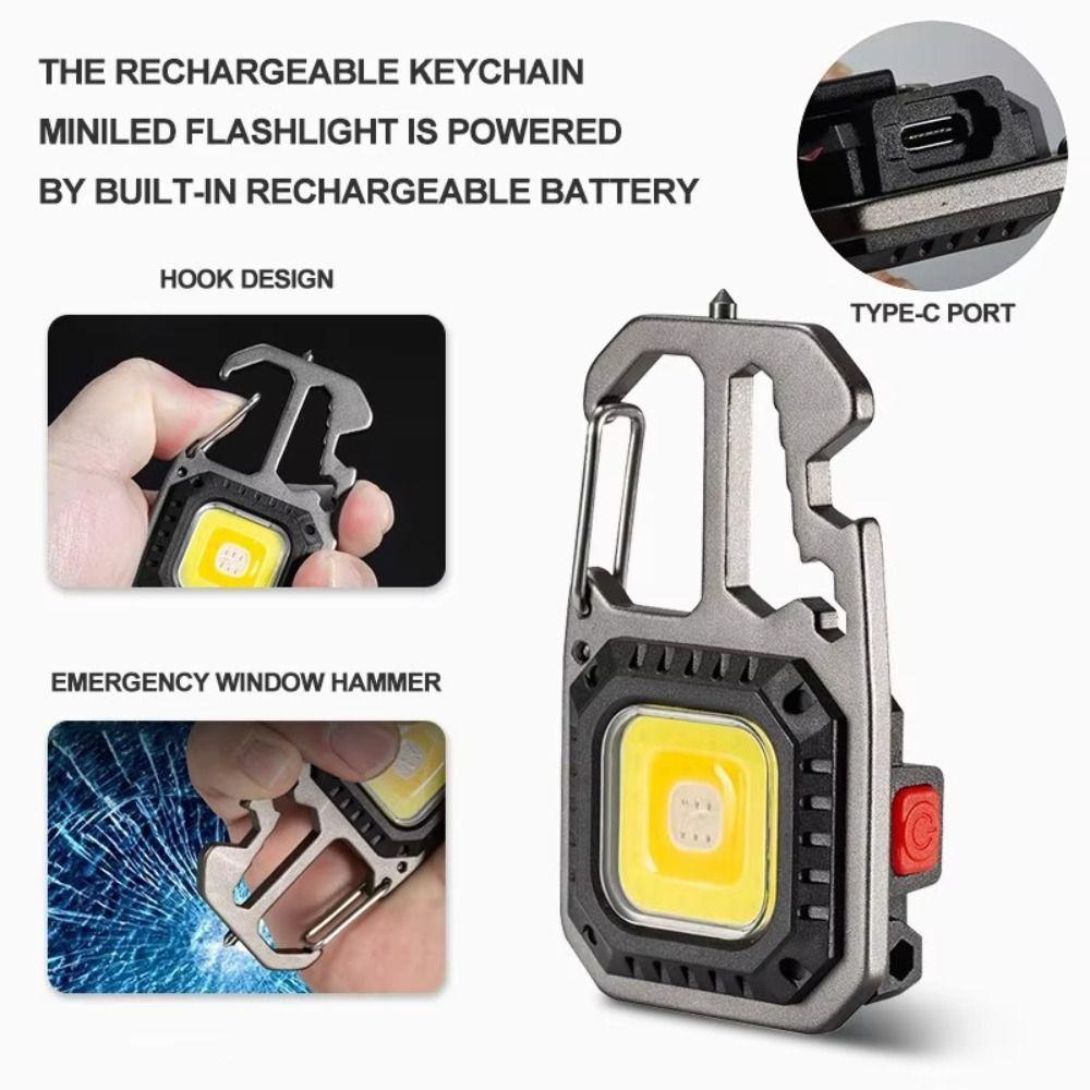 USB Rechargeable COB Keychain Work Light Magnetic Camping Emergency Light  Outdoor