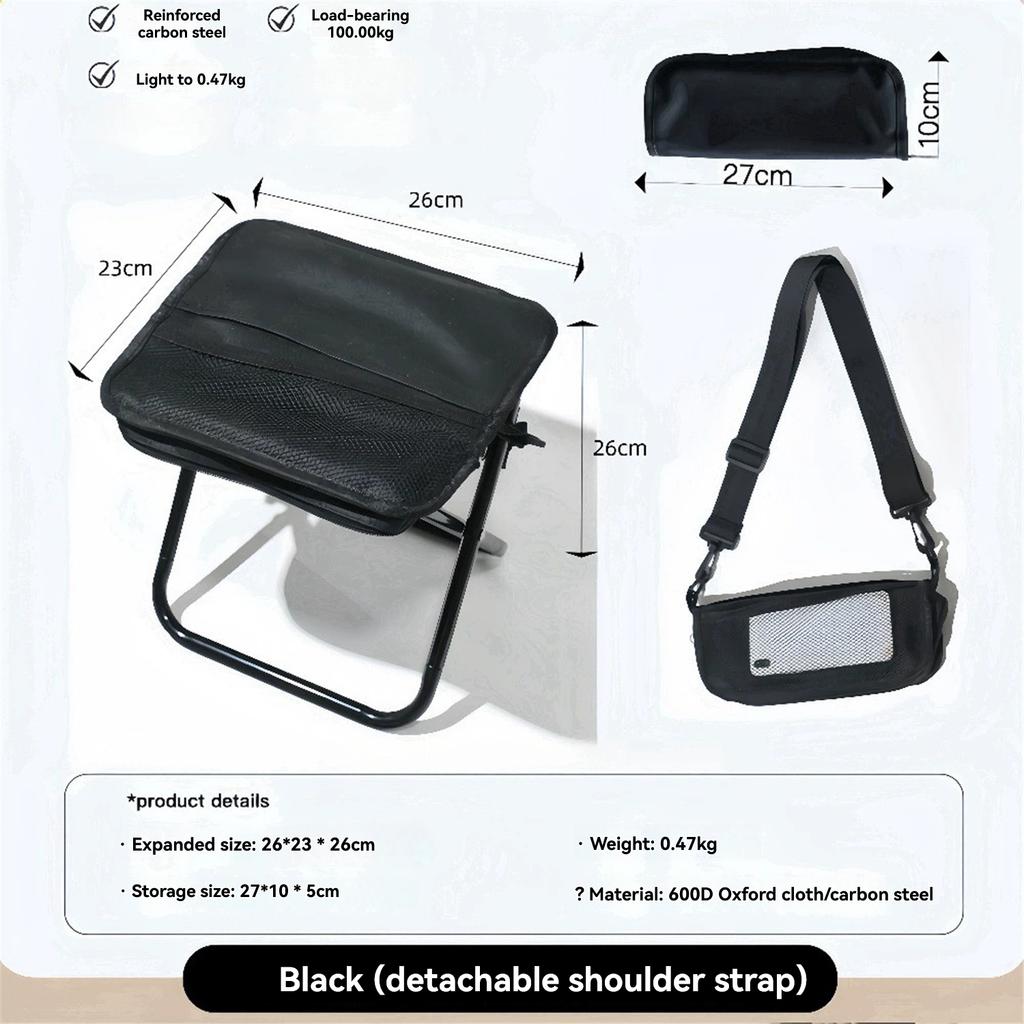 Black Outdoor Folding Sling Chair Portable Handbag Style Stool Leisure Fishing Camping Seat