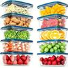 10 BUC Cutie de Depozitare Alimente Stivuibilă cu Capac, Cutie de Prânz din Plastic BPA pentru Cereale, Carne și Legume
