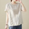 New Cotton and Linen Short Sleeved T-shirt for Women High-end Cotton and Linen Loose Fitting Belly Covering Cotton and Linen Top