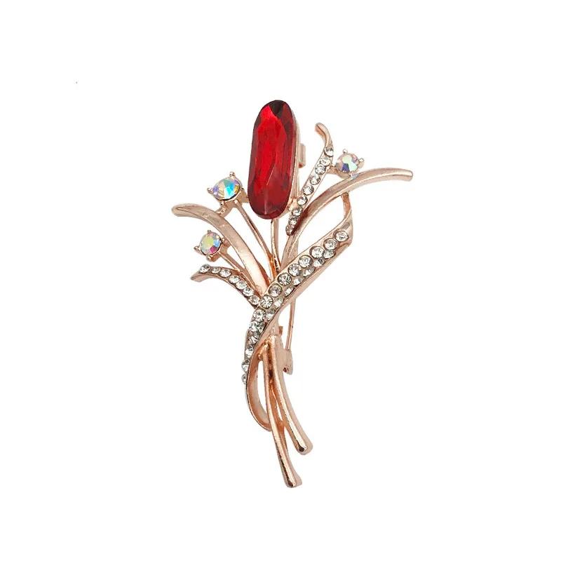 New Temperament Trendy Gold Color Zircon Flower Brooches for Women Cute Sweet Advanced Opal Pins Jewelry Accessories Gift