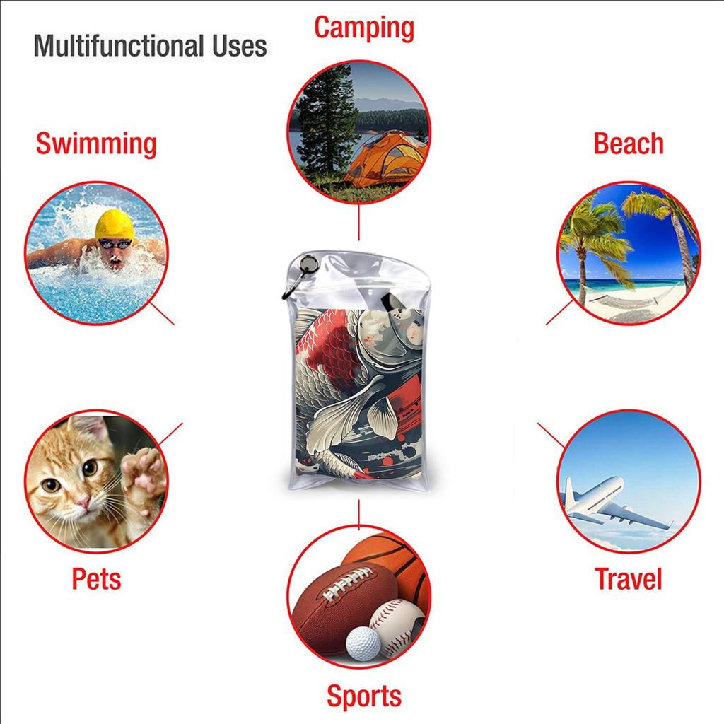 Koi Rising Beach Towel Soft Microfiber Quick Dry Absorbent Quick Towels For Mountain Climbing