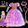 Costum Rapunzel Strălucitor Fetiță Rochie de Bal Prințesă LED Crăciun Rapunzel din Tangled Rochie Cosplay Fetiță Mică