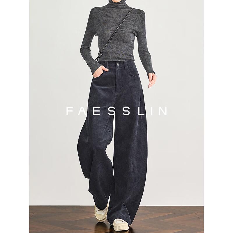 

FAESSLIN Women s Winter Thick Corduroy Loose Wide-Leg Pants L