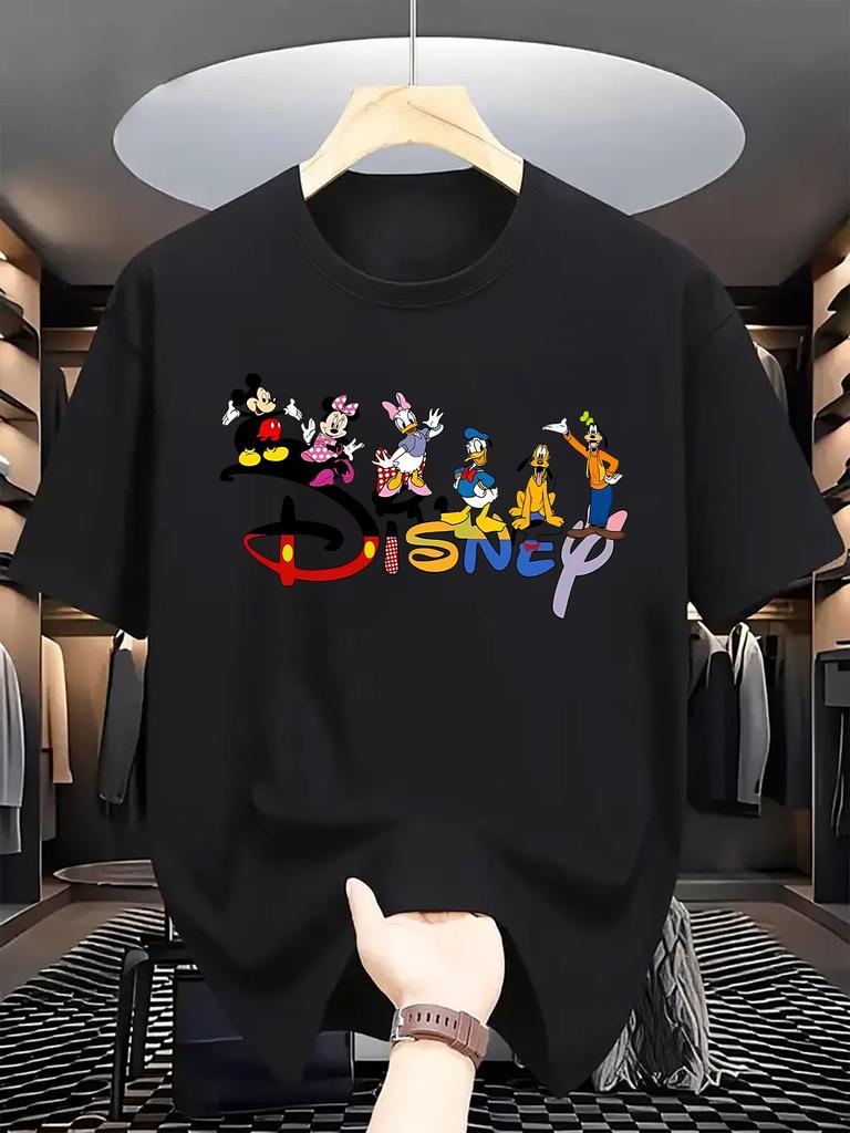 Disney Mickey Minnie Goofy Graphic TShirt Women Men Casual O Neck Short Sleeve Cotton Tops Soft Cotton Cartoon Print Tees